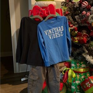 Vineyard Vines Kids Blue Long Sleeve Shirt and Black Vineyard Vines long sleeve